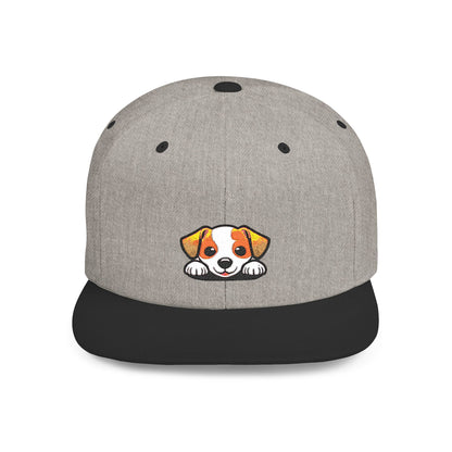 Snapback Cap, Puppy Peek Embroidered Dog Hat, Cute Pet Lover Baseball Cap, Adjustable Streetwear Hat, Gift for Dog Lovers