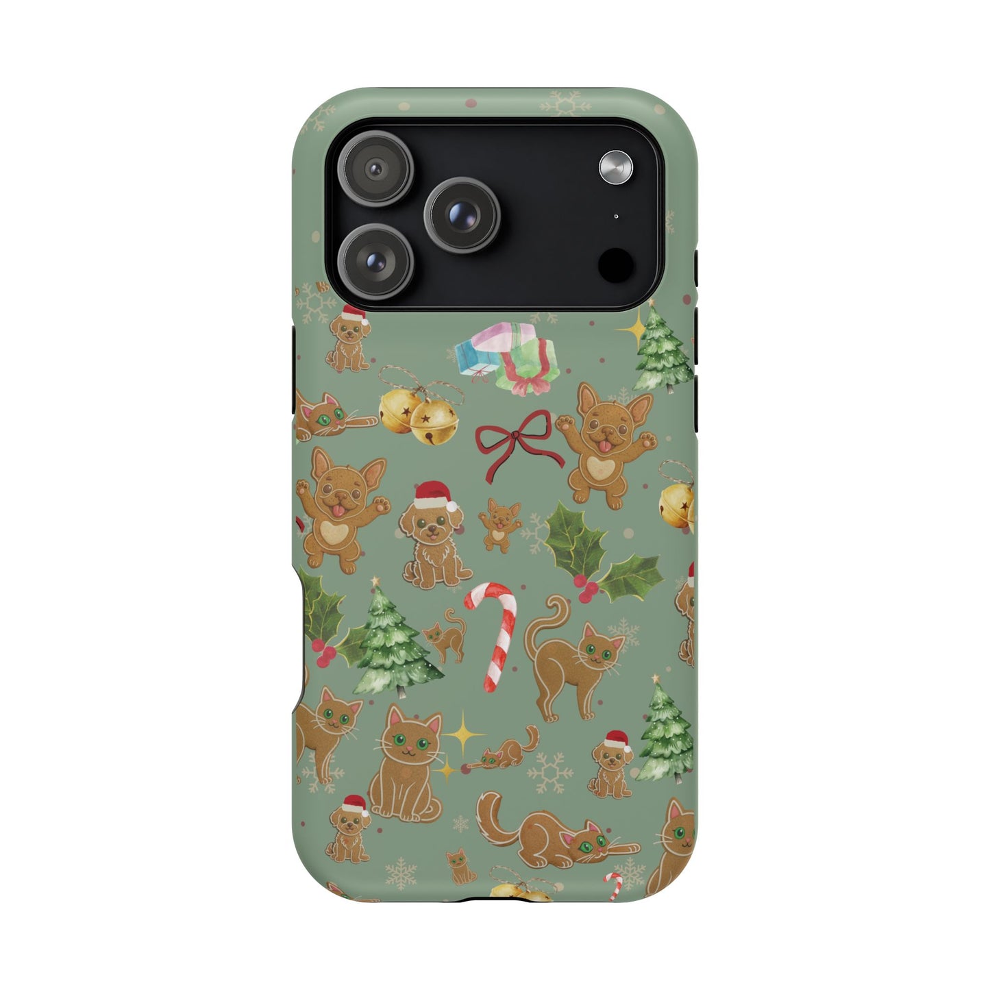 iPhone 17 Tough Case - Christmas Gingerbread Cookie & Candy Cane Pattern - Festive Holiday Protective Phone Cover for Winter Cheer