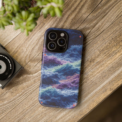 iPhone 17 Tough Case - Stormy Ocean Wave Pattern - Blue & Purple Water Design Protective Phone Cover for Sea Lovers