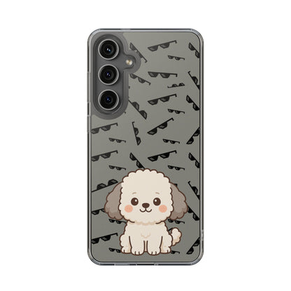 iPhone Case with Trendy Poodle and Sunglasses Pattern | Cute Kawaii Dog Design | Clear Protective Phone Cover