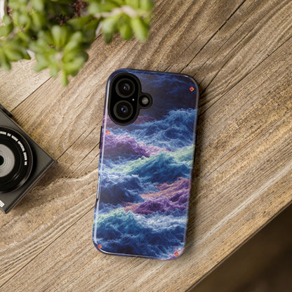 iPhone 17 Tough Case - Stormy Ocean Wave Pattern - Blue & Purple Water Design Protective Phone Cover for Sea Lovers