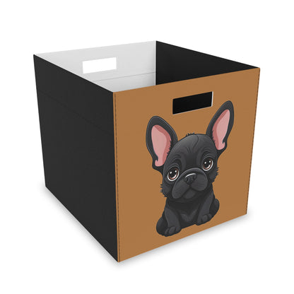 Frenchie Fun Storage Box - Felt Organizer for Home or Office