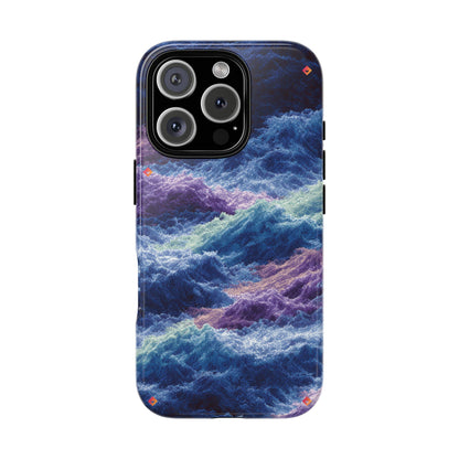 iPhone 17 Tough Case - Stormy Ocean Wave Pattern - Blue & Purple Water Design Protective Phone Cover for Sea Lovers