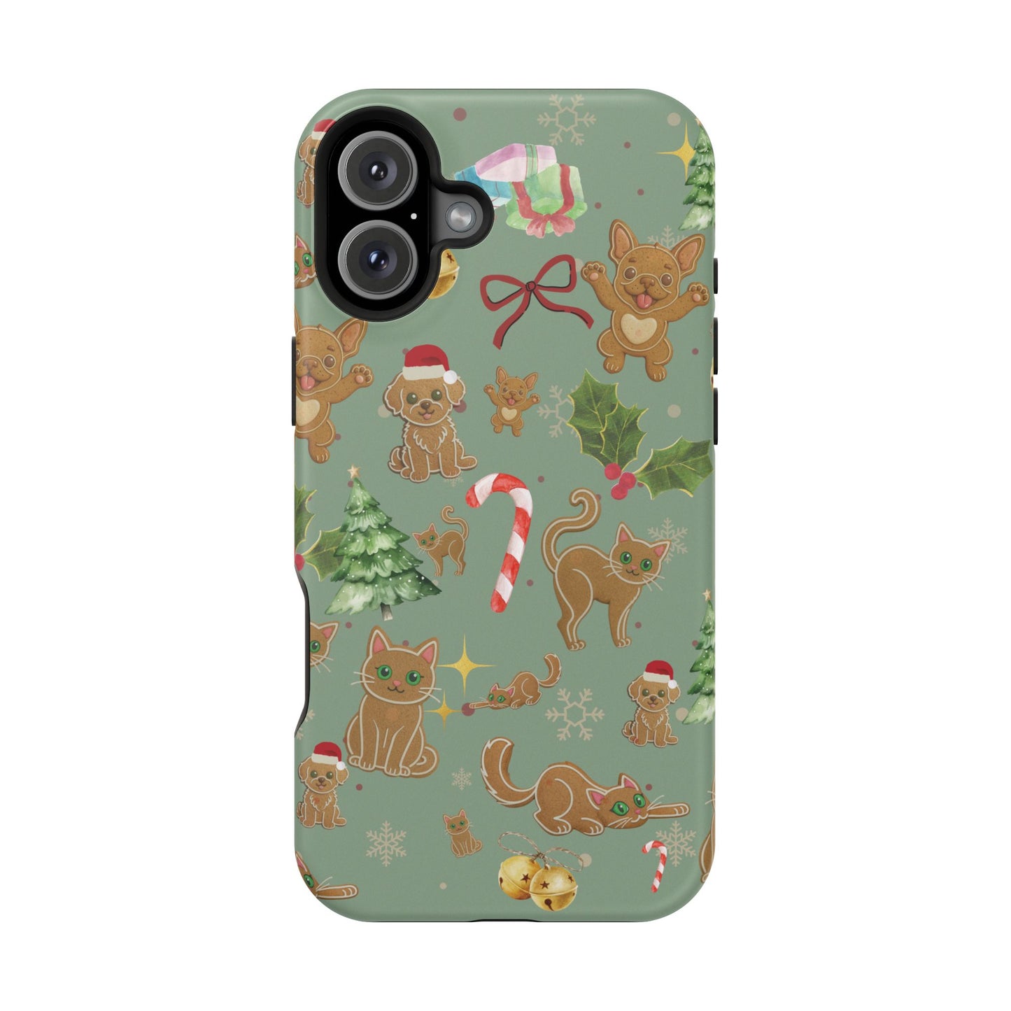 iPhone 17 Tough Case - Christmas Gingerbread Cookie & Candy Cane Pattern - Festive Holiday Protective Phone Cover for Winter Cheer