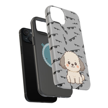 Cute Dog Magnetic Phone Case | Pet Lover Gift | Stylish Tough Cover | Cartoon Dog Print | MagSafe Compatible | Fun Phone Accessory