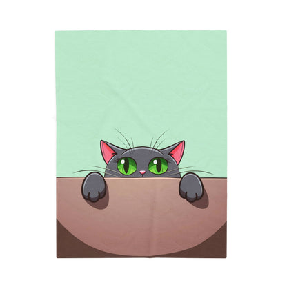 Peek-a-Boo Black Cat Plush Blanket