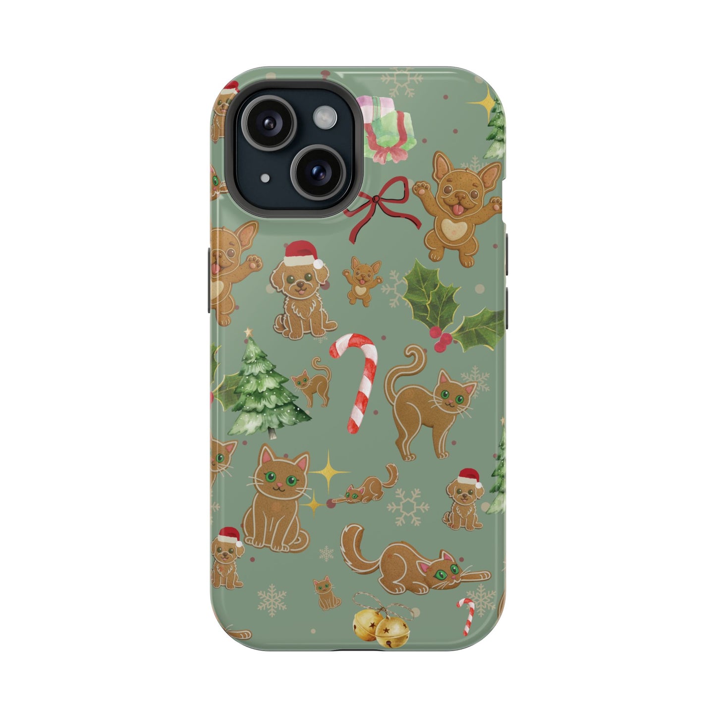 iPhone 17 Tough Case - Christmas Gingerbread Cookie & Candy Cane Pattern - Festive Holiday Protective Phone Cover for Winter Cheer