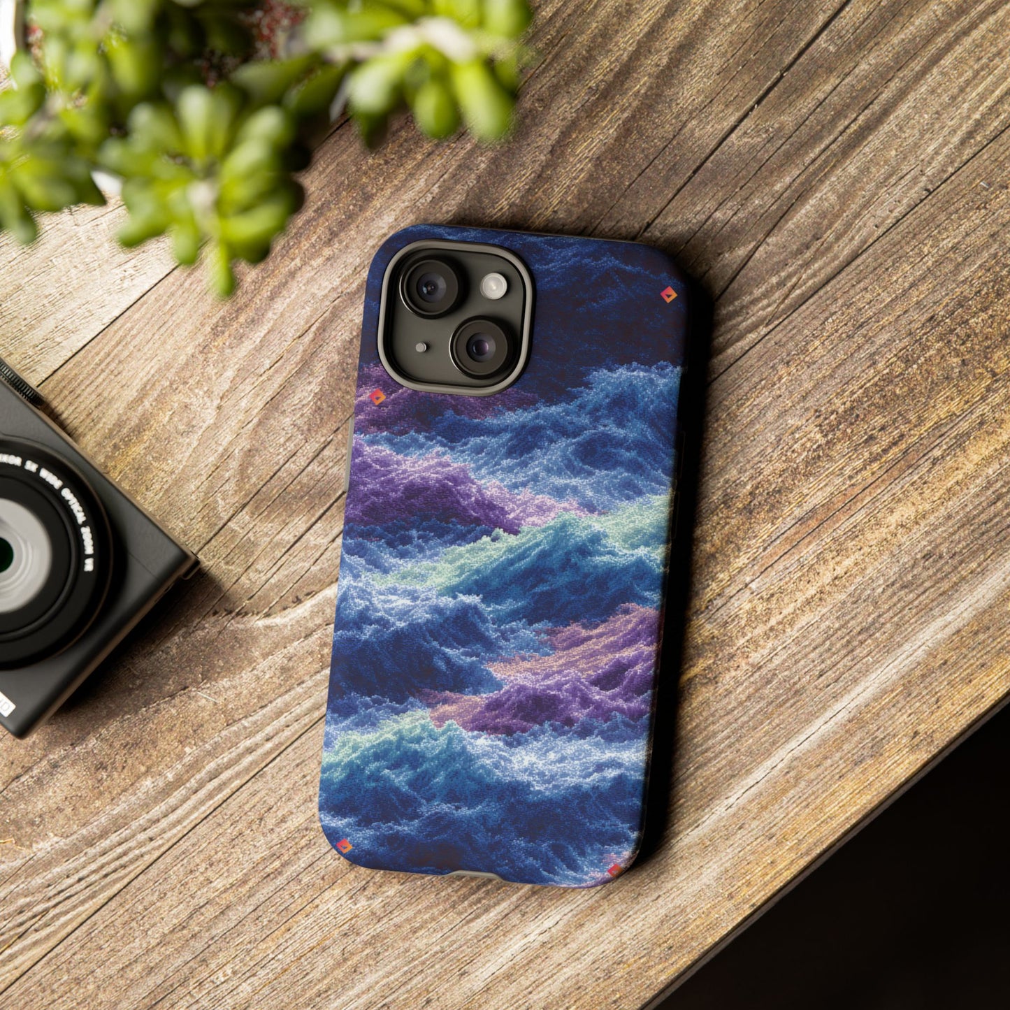 iPhone 17 Tough Case - Stormy Ocean Wave Pattern - Blue & Purple Water Design Protective Phone Cover for Sea Lovers