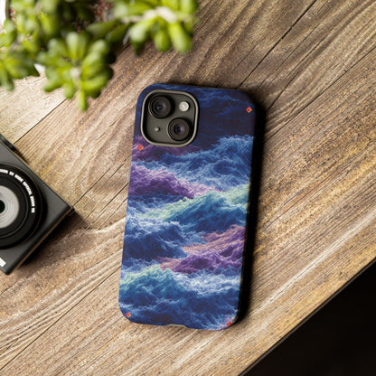 iPhone 17 Tough Case - Stormy Ocean Wave Pattern - Blue & Purple Water Design Protective Phone Cover for Sea Lovers