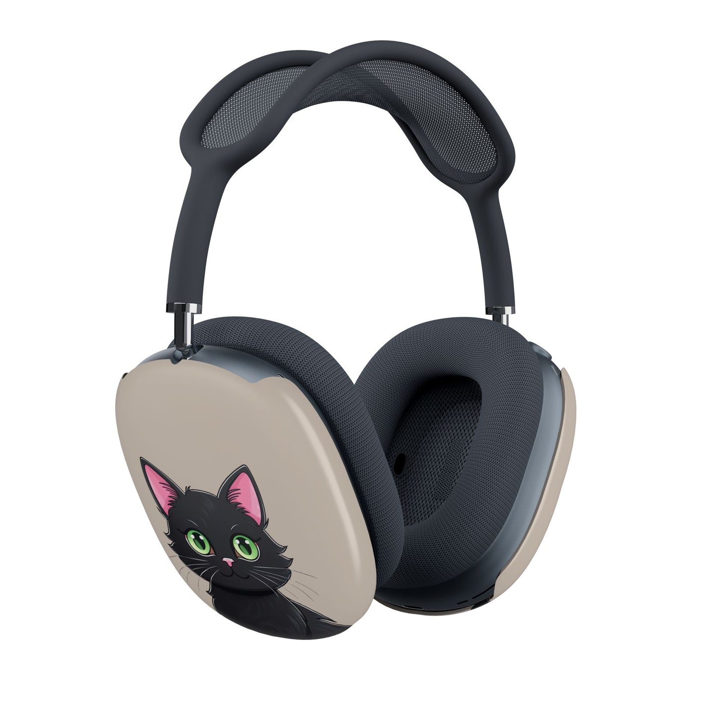 Shell Case for AirPods Max, Cute Green-Eyed Black Cats Design, Cat Lover Gift, Stylish Kitten Cover, Pet Lover Accessory - Meow Meow