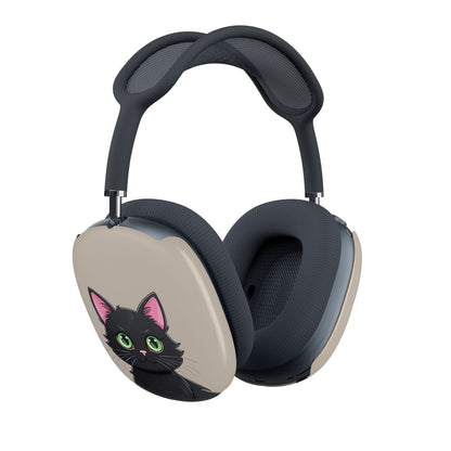 Shell Case for AirPods Max, Cute Green-Eyed Black Cats Design, Cat Lover Gift, Stylish Kitten Cover, Pet Lover Accessory - Meow Meow