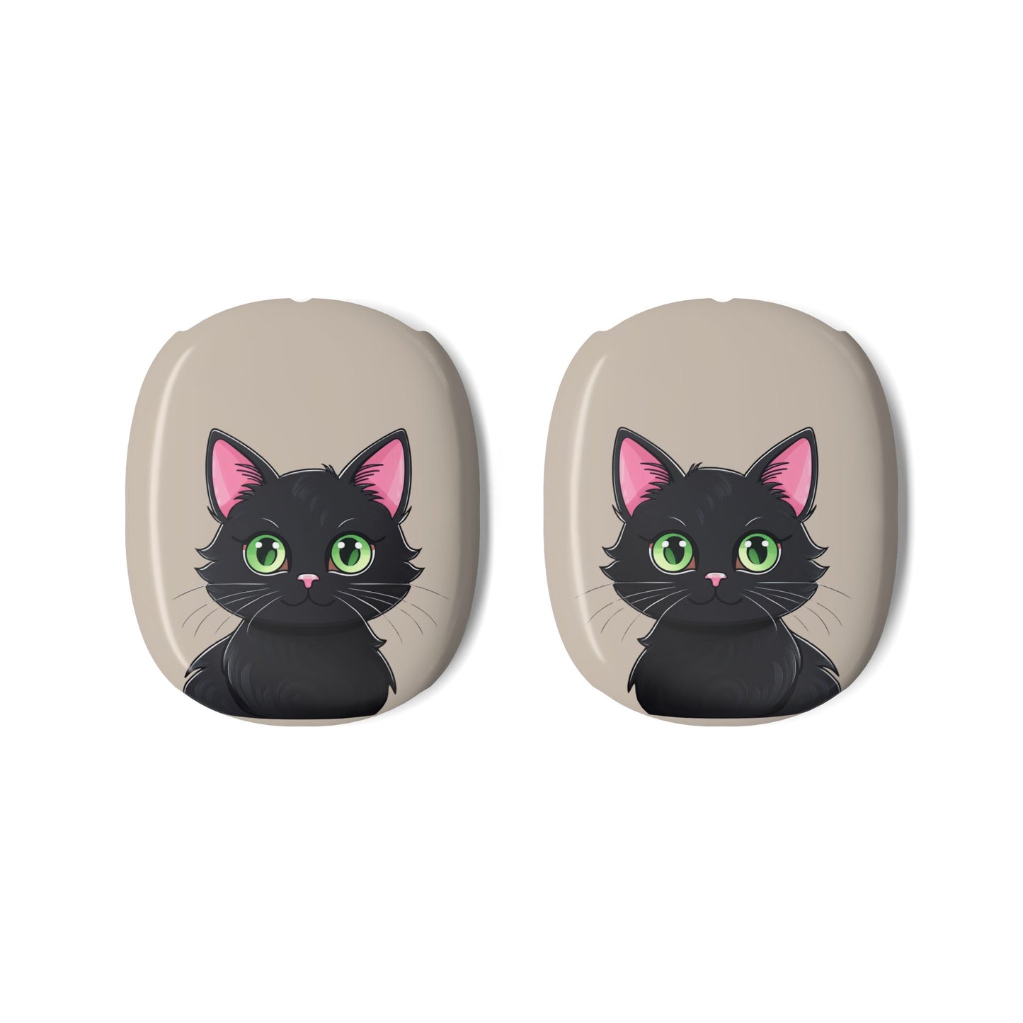 Shell Case for AirPods Max, Cute Green-Eyed Black Cats Design, Cat Lover Gift, Stylish Kitten Cover, Pet Lover Accessory - Meow Meow