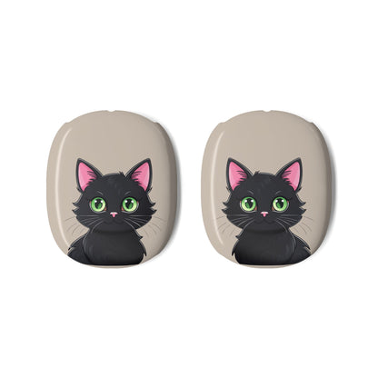 Shell Case for AirPods Max, Cute Green-Eyed Black Cats Design, Cat Lover Gift, Stylish Kitten Cover, Pet Lover Accessory - Meow Meow