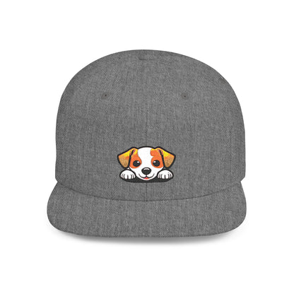 Snapback Cap, Puppy Peek Embroidered Dog Hat, Cute Pet Lover Baseball Cap, Adjustable Streetwear Hat, Gift for Dog Lovers