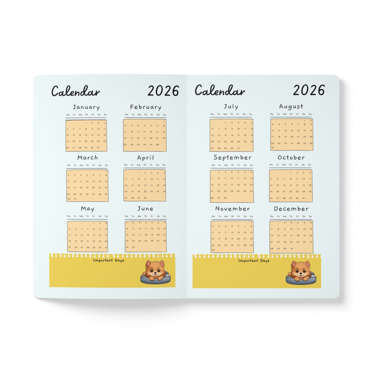 Woof Woof Dog Planner | Cute Softcover Journal with Calendars & Pet Pages | 100 - 200 Pages | Kawaii Puppy Organizer for Kids and Adults