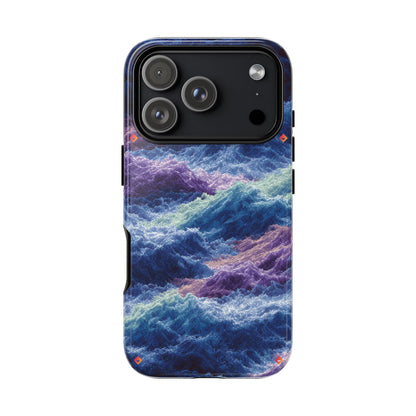 iPhone 17 Tough Case - Stormy Ocean Wave Pattern - Blue & Purple Water Design Protective Phone Cover for Sea Lovers