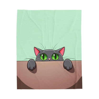 Peek-a-Boo Black Cat Plush Blanket