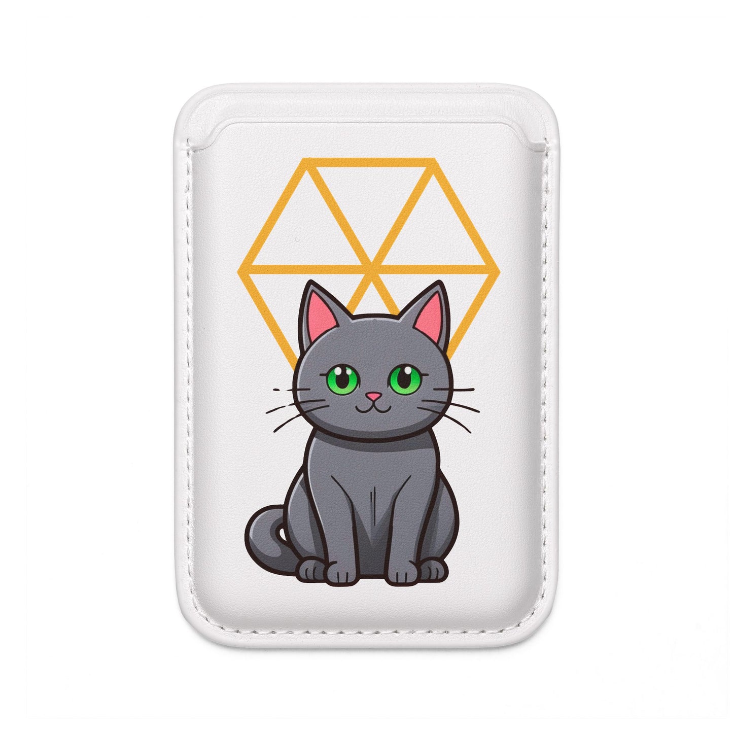 Chic & Sustainable | Gray Cat Vegan Wallet with Geometric Charm