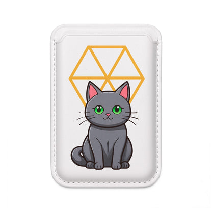 Chic & Sustainable | Gray Cat Vegan Wallet with Geometric Charm