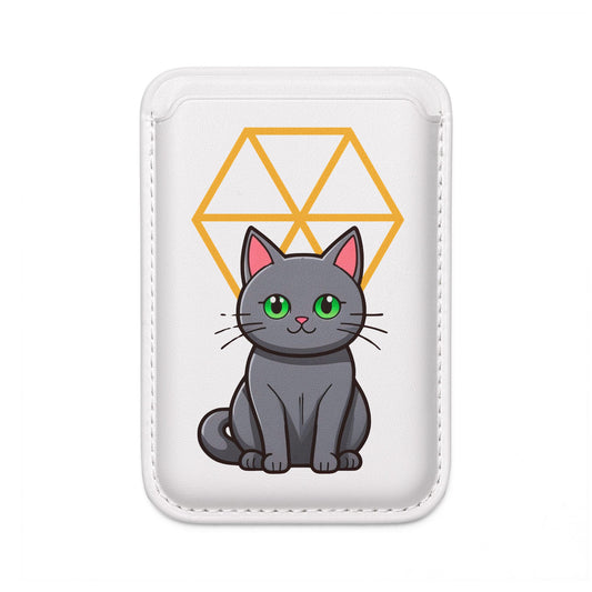 Chic & Sustainable | Gray Cat Vegan Wallet with Geometric Charm