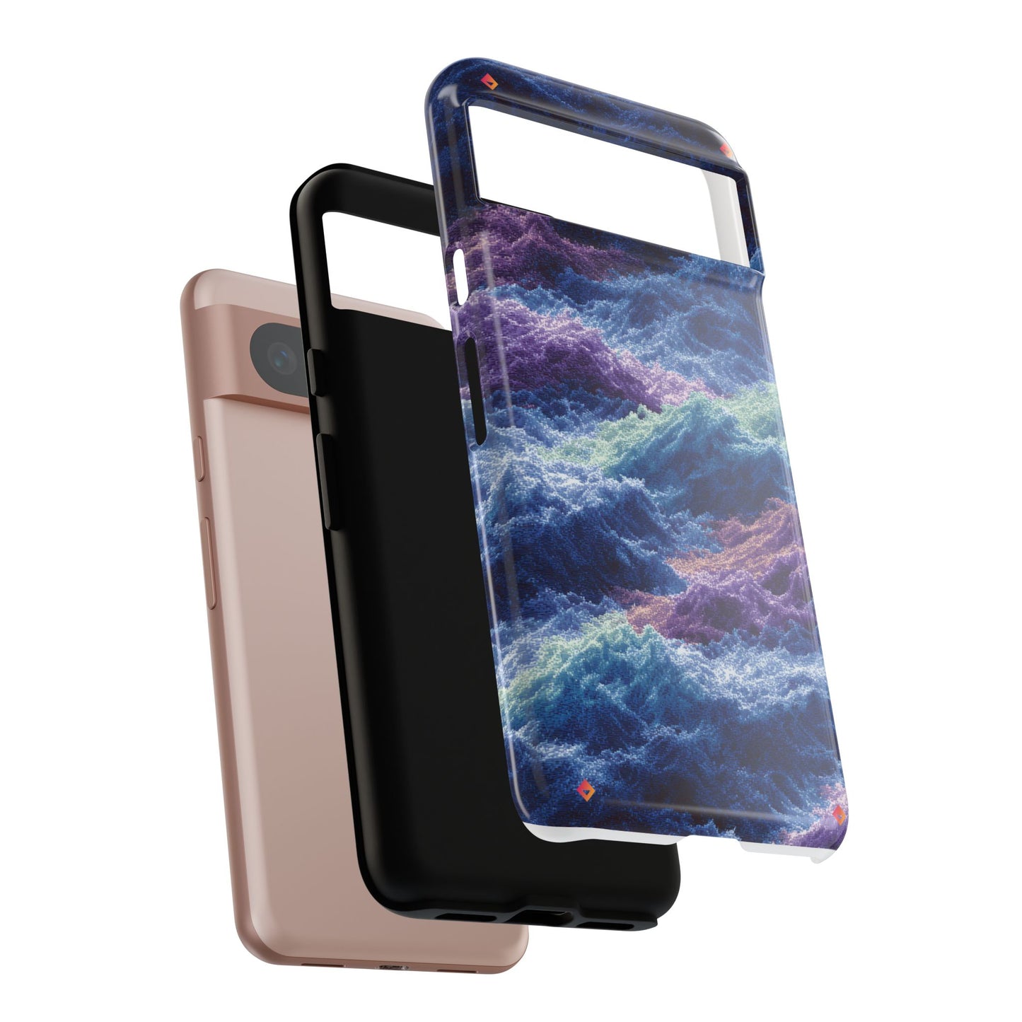 iPhone 17 Tough Case - Stormy Ocean Wave Pattern - Blue & Purple Water Design Protective Phone Cover for Sea Lovers