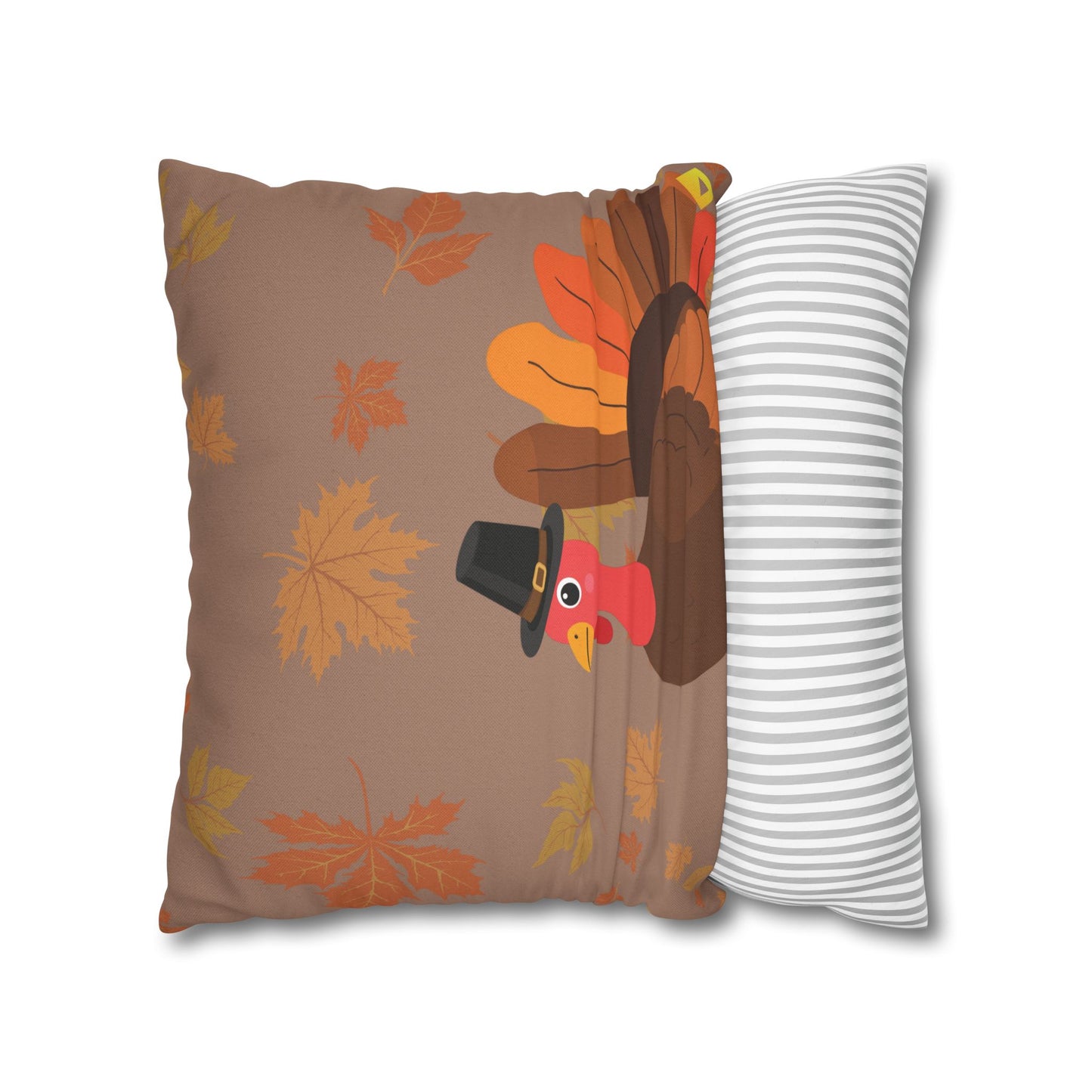 Thanksgiving Pillow Cover - Bear, Owl & Turkey Design - Double-Sided Fall Throw Pillow Case