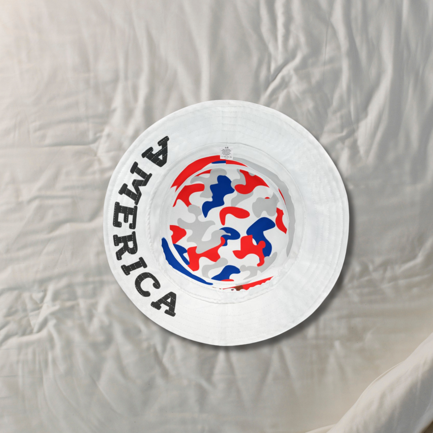 Bucket Hat | Patriotic Red White & Blue Camo with Eagle | Trendy Summer and Festival Style