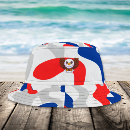 Bucket Hat | Patriotic Red White & Blue Camo with Eagle | Trendy Summer and Festival Style