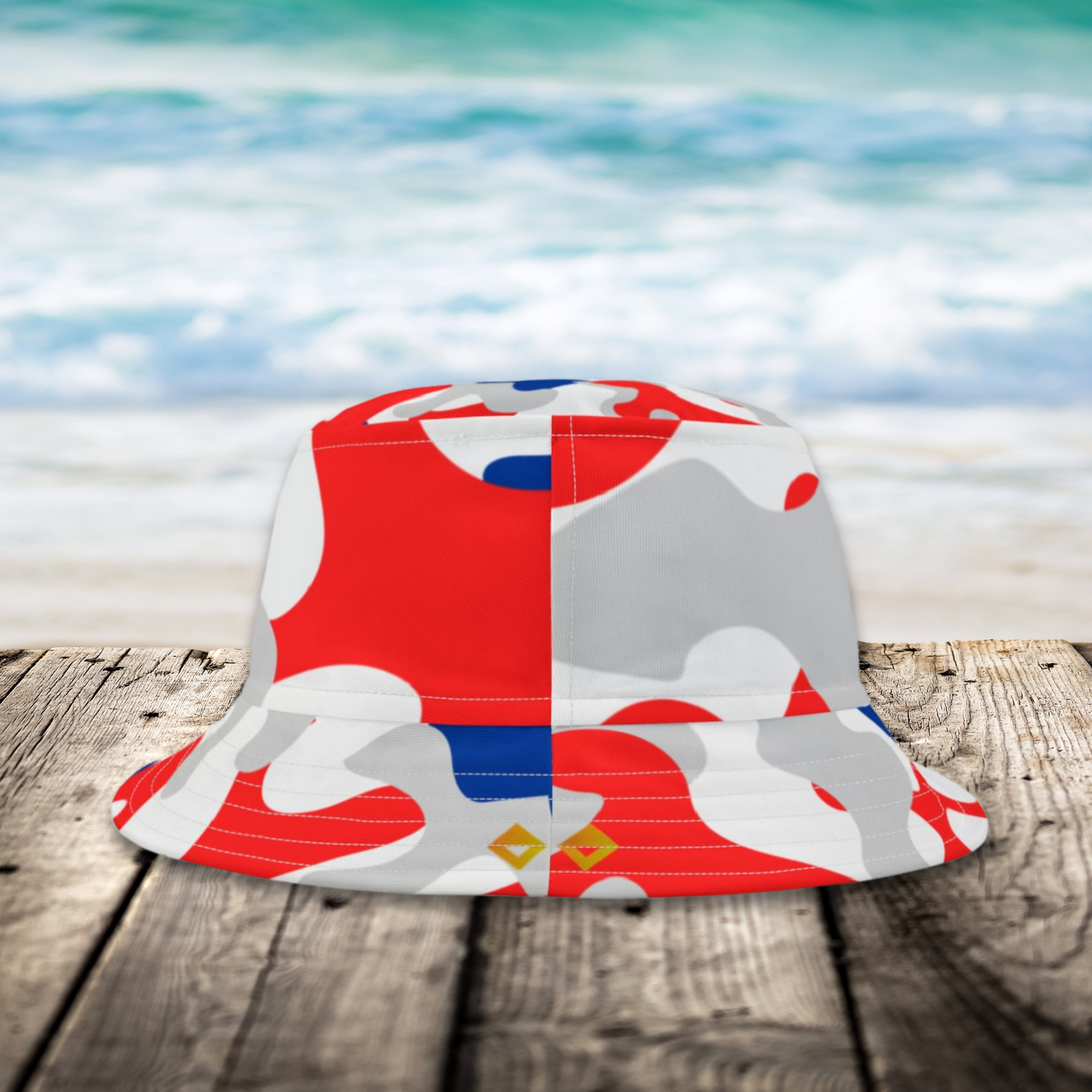 Bucket Hat | Patriotic Red White & Blue Camo with Eagle | Trendy Summer and Festival Style