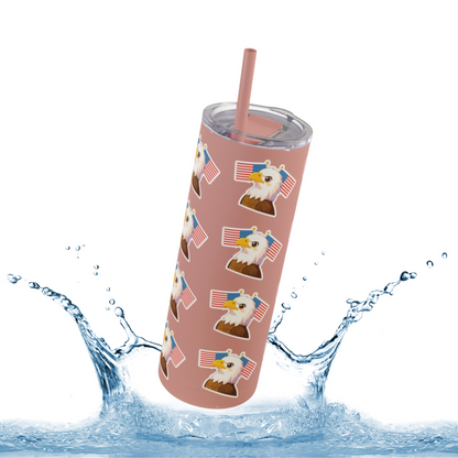 Skinny Tumbler | Eagle and Flag Design | Patriotic 20oz Travel Mug for Summer and Gifting