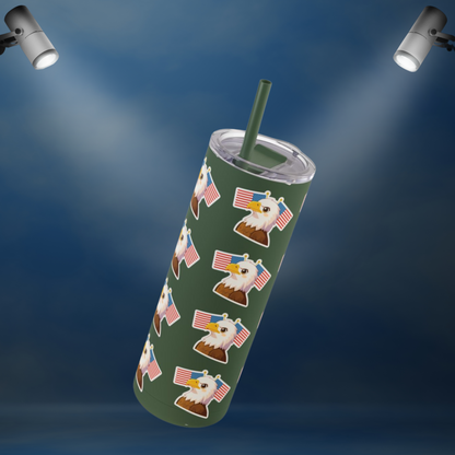 Skinny Tumbler | Eagle and Flag Design | Patriotic 20oz Travel Mug for Summer and Gifting