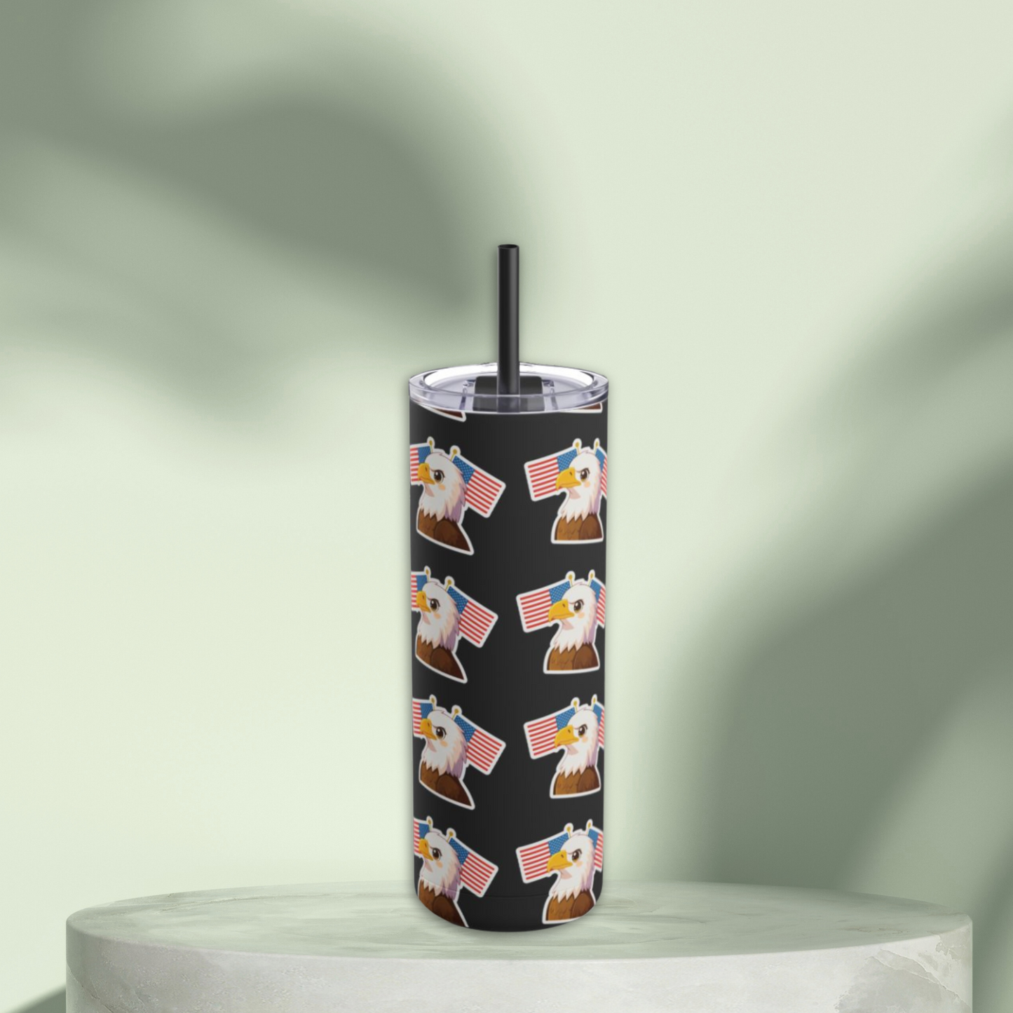 Skinny Tumbler | Eagle and Flag Design | Patriotic 20oz Travel Mug for Summer and Gifting