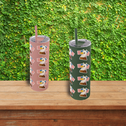 Skinny Tumbler | Eagle and Flag Design | Patriotic 20oz Travel Mug for Summer and Gifting