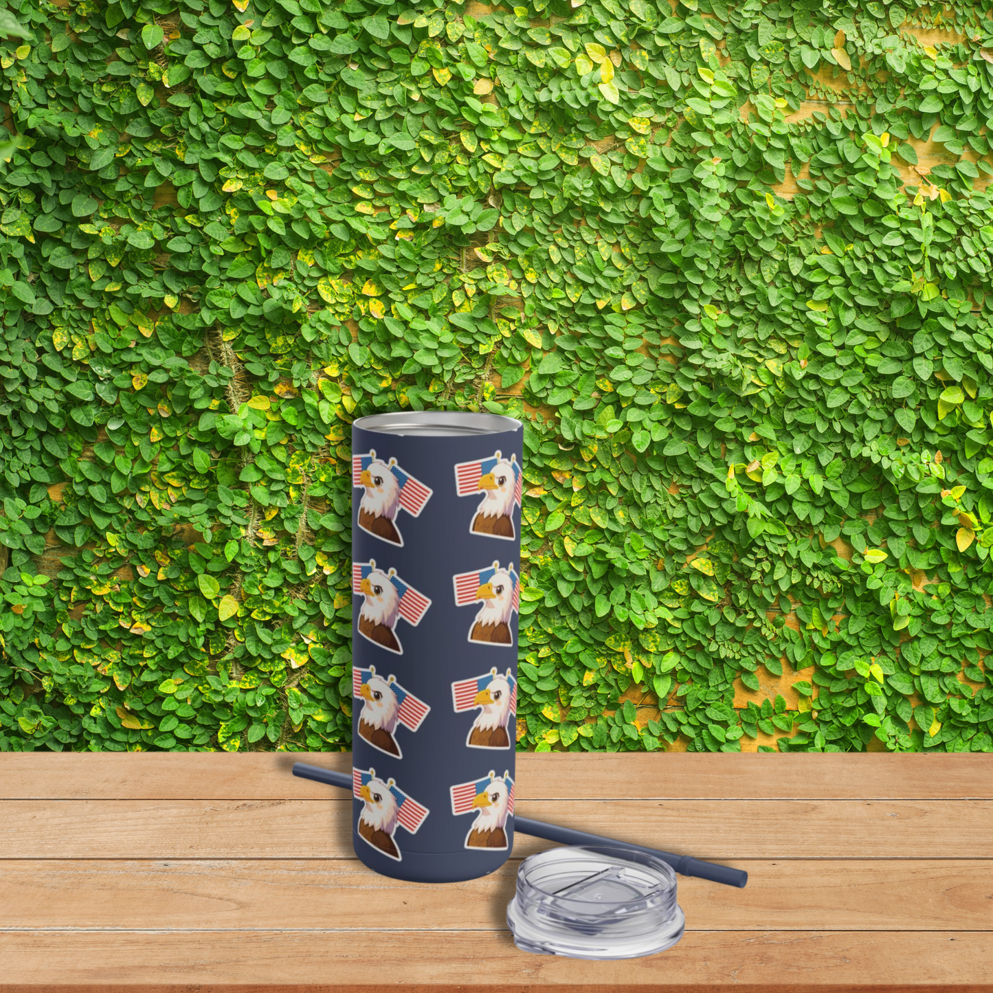 Skinny Tumbler | Eagle and Flag Design | Patriotic 20oz Travel Mug for Summer and Gifting