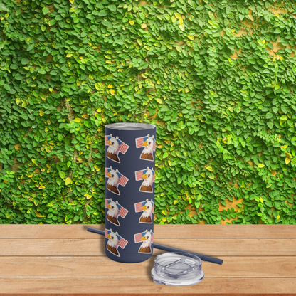 Skinny Tumbler | Eagle and Flag Design | Patriotic 20oz Travel Mug for Summer and Gifting