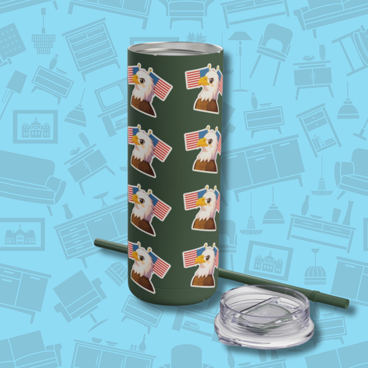 Skinny Tumbler | Eagle and Flag Design | Patriotic 20oz Travel Mug for Summer and Gifting
