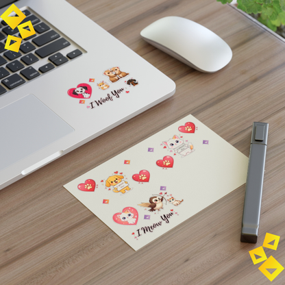 Custom Pet Love Sticker Sheet - Personalized Dog & Cat Stickers - Cute Valentine Vinyl Stickers for Gifts
