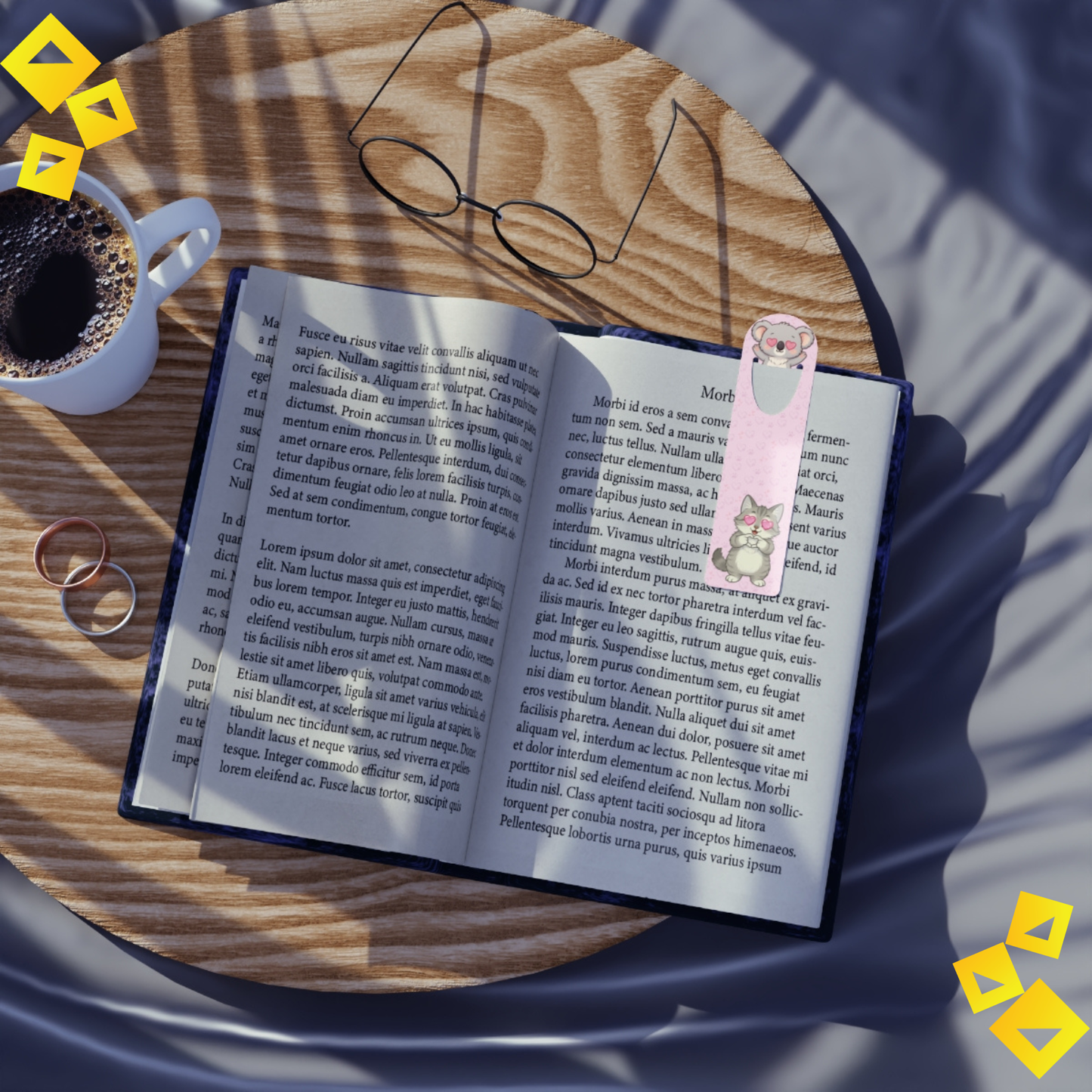 Bookmark - Cute Koala & Cat Heart Eyes - Pastel Animal Bookmark for Book Lovers - Sweet Reader Gift for Cozy Reading Time