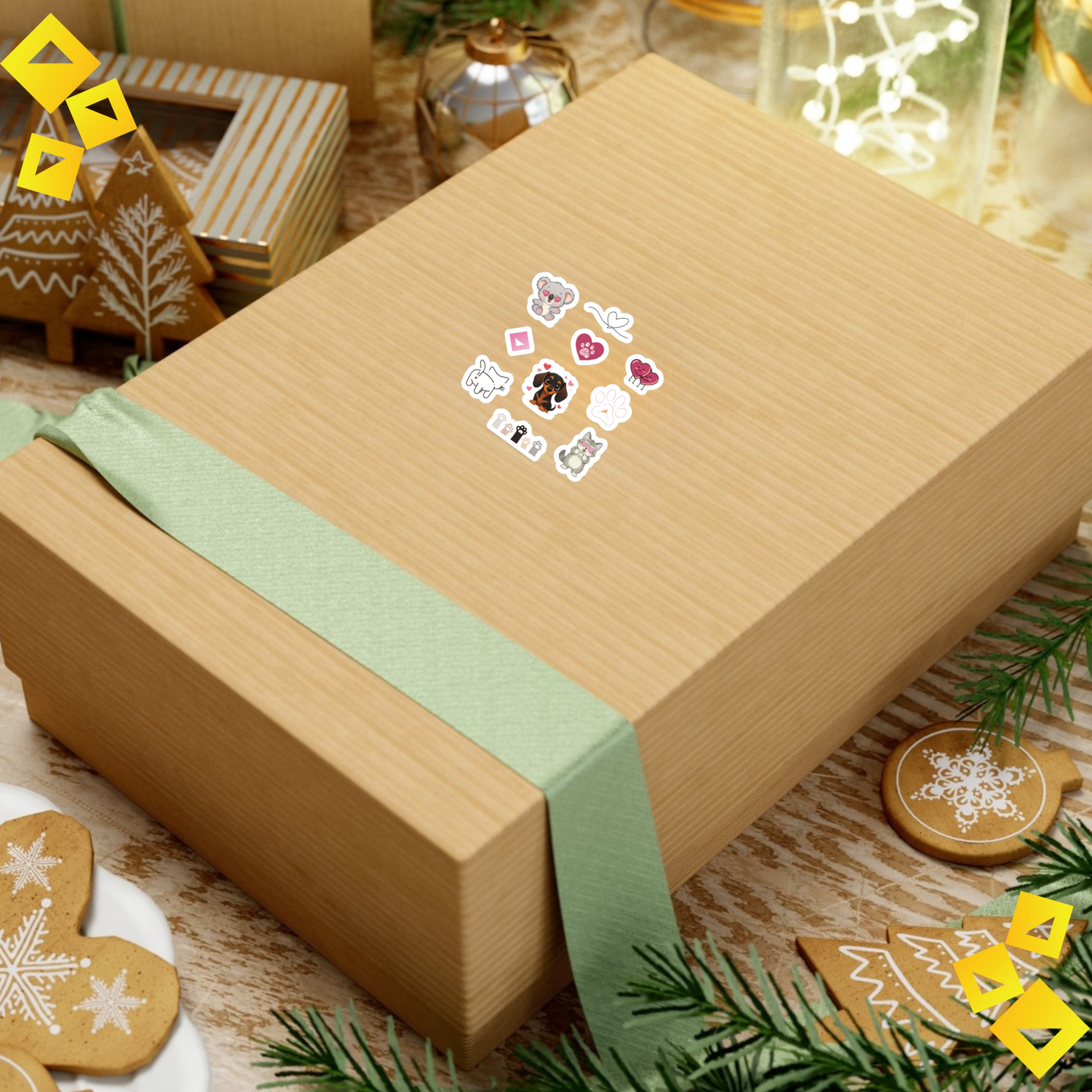 Kiss-Cut Stickers - Cute Animal Love Stickers - Koala Dog Cat Heart Stickers - Pastel Vinyl Stickers for Journals, Laptops & Gifts