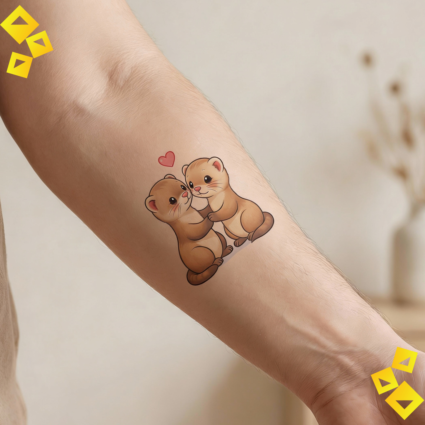Temporary Tattoos - Cute Animal Love Tattoos - Bear Cat Dog Heart Designs - Sweet Paw Print Tattoos for Animal Lovers