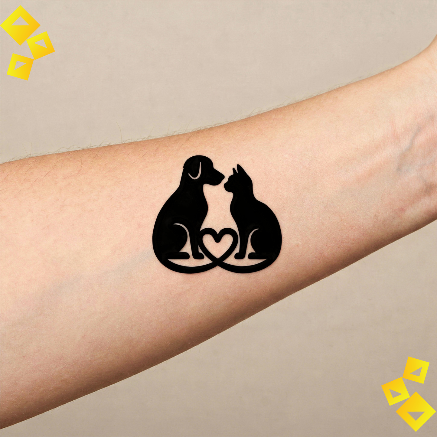 Temporary Tattoos - Cute Animal Love Tattoos - Bear Cat Dog Heart Designs - Sweet Paw Print Tattoos for Animal Lovers