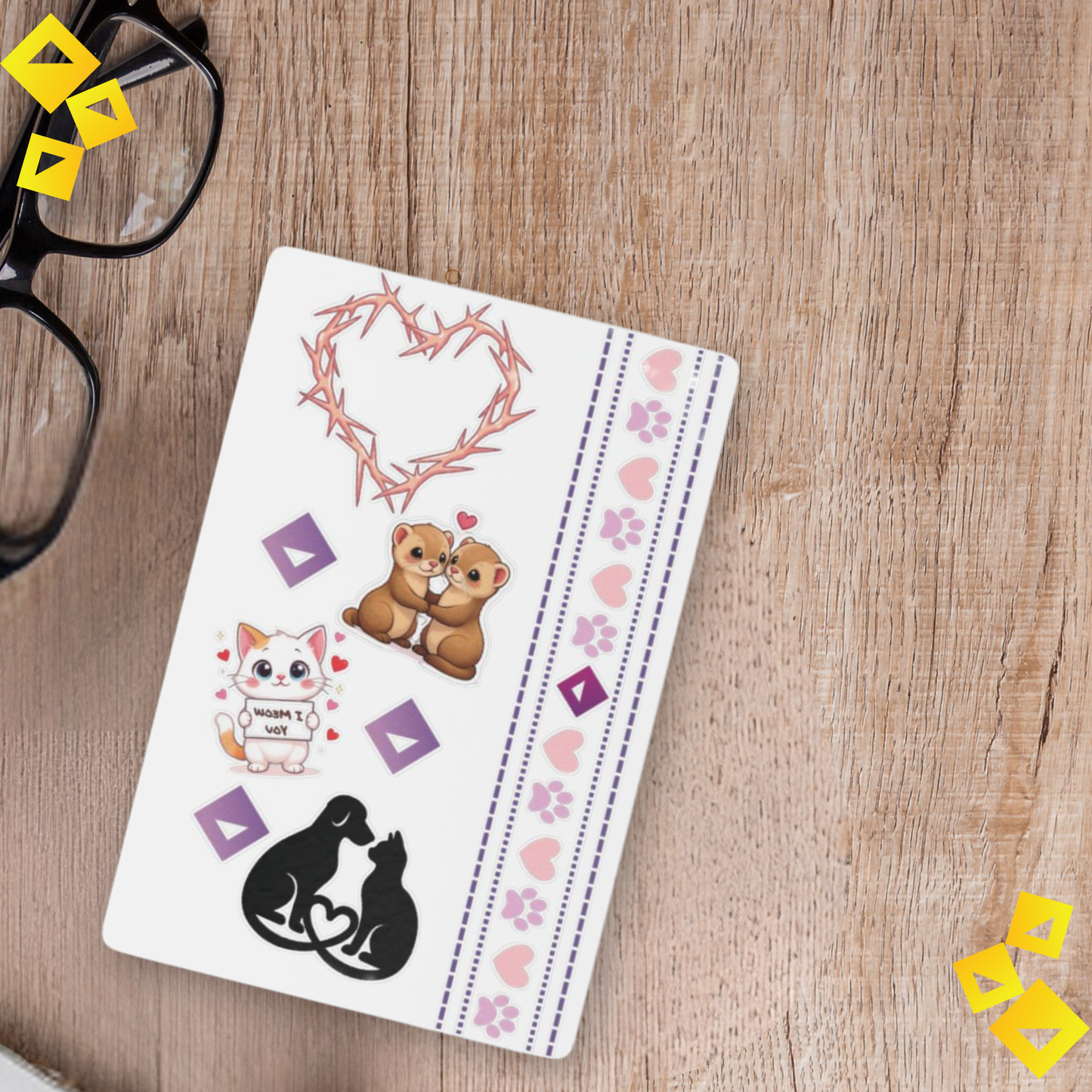 Temporary Tattoos - Cute Animal Love Tattoos - Bear Cat Dog Heart Designs - Sweet Paw Print Tattoos for Animal Lovers