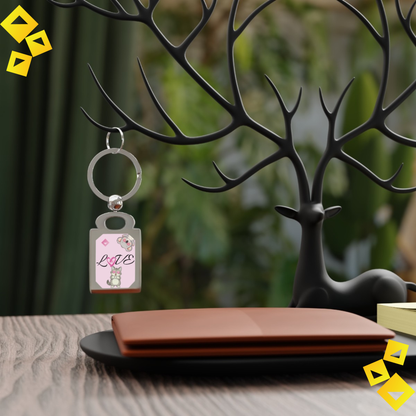 Photo Keyring - Cute Love Animal Keychain - Koala & Cat Heart Eyes - Personalized Style Keyring Gift for Animal Lovers