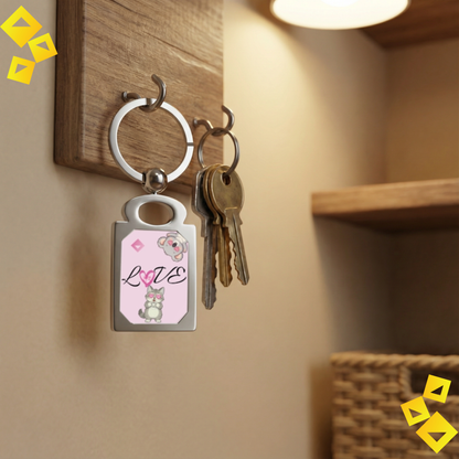 Photo Keyring - Cute Love Animal Keychain - Koala & Cat Heart Eyes - Personalized Style Keyring Gift for Animal Lovers