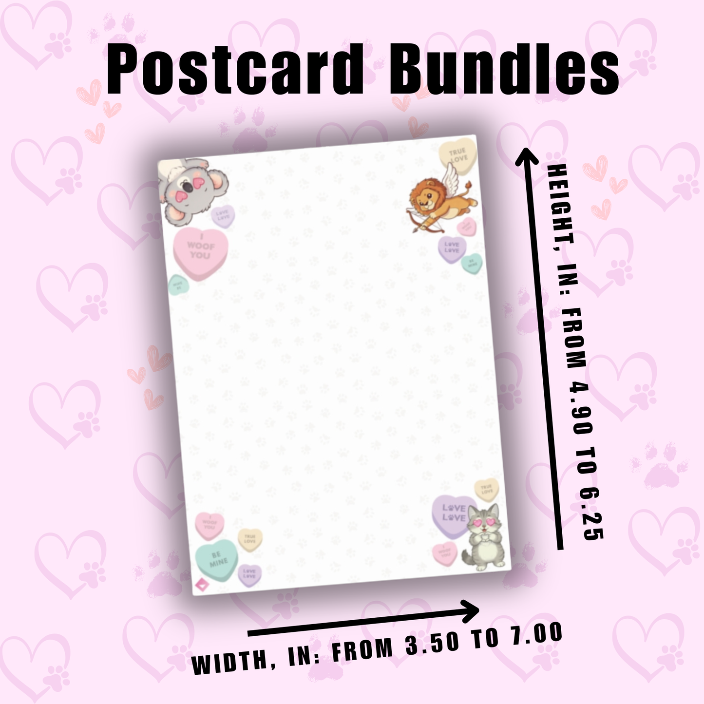 Postcard Bundle with Envelopes - Cute Pet Valentine Cards - Animal Love Stationery - Dog & Cat Postcards - Gift Set