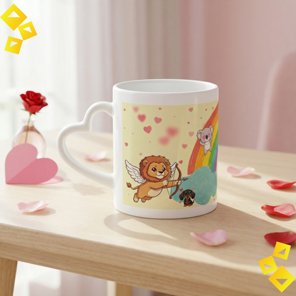 Heart Handle Mug - Personalized Coffee Cup - Cute Love Mug for Couples, Pet Lovers or Custom Gift Idea