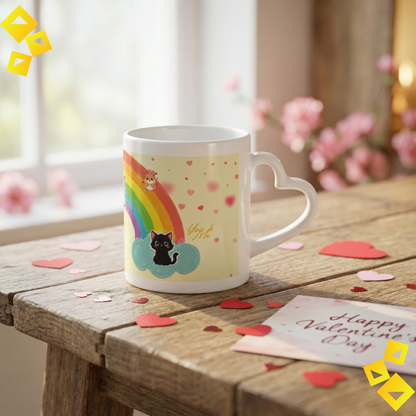 Heart Handle Mug - Personalized Coffee Cup - Cute Love Mug for Couples, Pet Lovers or Custom Gift Idea