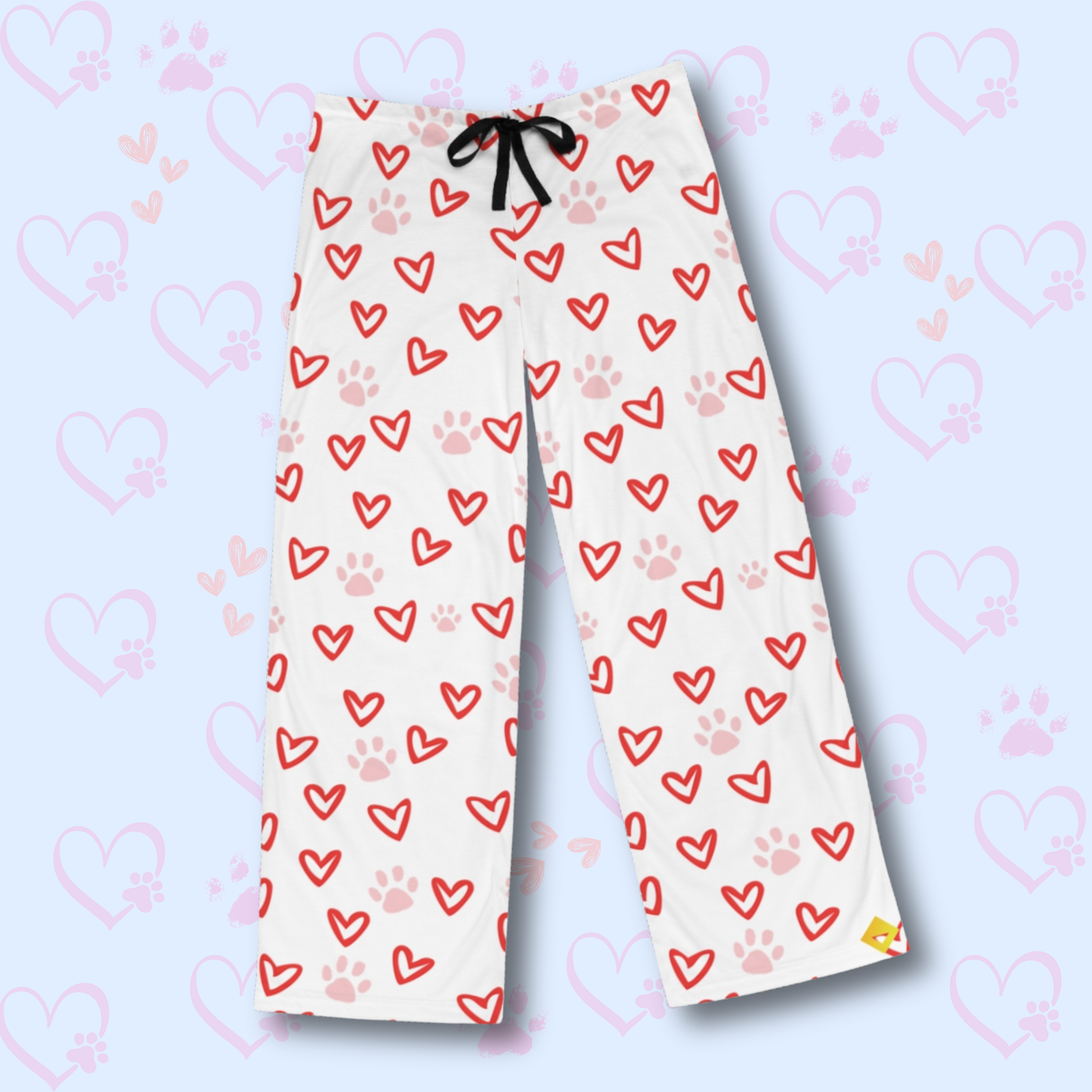 Men Pajama Pants - Pet Lover Valentine Pajamas - Heart and Paw Print Sleep Pants - Cozy Dog Love Loungewear