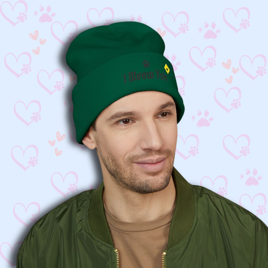 Pom Pom Knit Beanie - I Meow You Cat Hat - Cute Embroidered Winter Beanie for Cat Lovers & Pet Parents