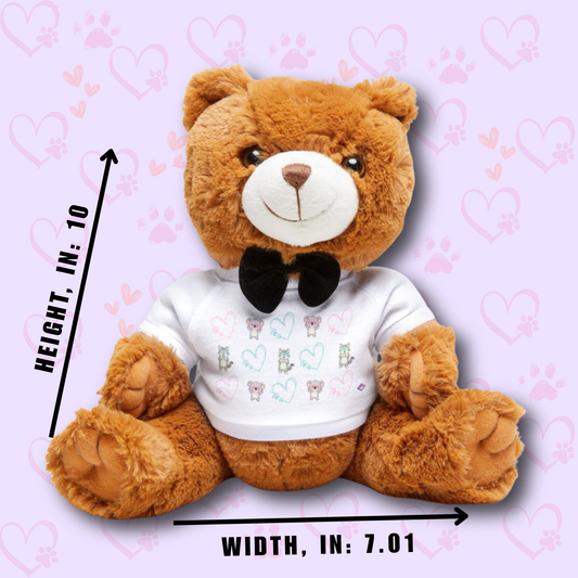 Teddy Bear with T-Shirt - Cute Cat & Koala Plush - Kawaii Love Bear Gift for Animal Lovers and Pet Parents